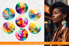 Round Earrings | Alkohol Ink | Colorful Designs Product Image 1
