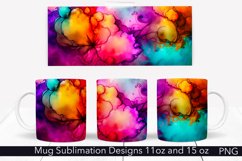 Abstract Colorful Mug Wrap | Alcohol Ink PNG Product Image 1