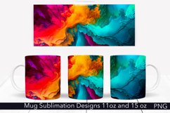 Abstract Colorful Mug Wrap | Alcohol Ink Texture Mug PNG Product Image 1