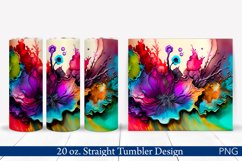 Colorful Alcohol Ink Tumbler Wrap | 20 oz Tumbler PNG Product Image 1
