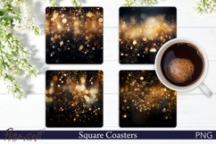 Golden Glitter Square Coasters | Sparkling Coaster Designs Product Image 1