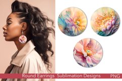 Round Earring Sublimations | Watecolor Floral Designs Product Image 1