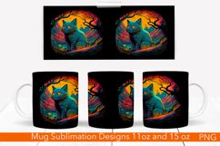 Halloween Cat Mug Design | 11 and 15 oz. Neon Cat PNG Product Image 1