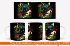 Neon Cat Mug Design | 11 and 15 oz. Witch&#039;s Cat PNG Product Image 1