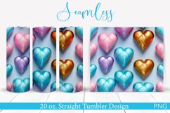 3D Hearts Tumbler Wrap | 20 oz Pastel Colors Design Product Image 1