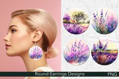Lavender Flowers Round Earrings | Floral Designs Product Image 1