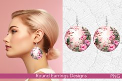 Watercolor Peonies Round Earrings | Floral Designs Product Image 1
