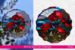 Stained Glass Wind Spinner | Floral Design | Poppies Flowers Product Image 1