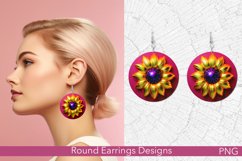 3d Sunflower Round Earrings | Puff Floral Designs Product Image 1