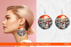 Winter Round Earrings | Holiday Design | Christmas PNG Product Image 1