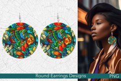 Stained Glass Round Earrings | Beautiful Floral Sublimation Product Image 1