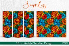 Stained Glass Wildflowers Tumbler Wrap | 20 oz. Seamless PNG Product Image 1
