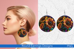 Watercolor Sunflowers Round Earrings | Floral Designs Product Image 1