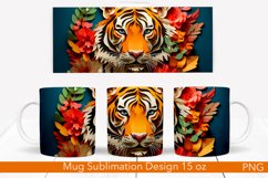 Tiger Sublimation Mug Wrap | 15 oz. Design | Wild Cat Design Product Image 1