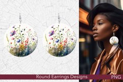 Wildflowers Round Earrings | Watercolor Flowers Earrings Product Image 1