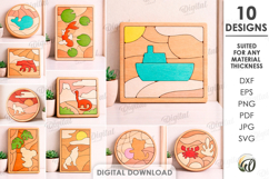 3D Mini puzzle decors Bundle Laser Cut. Wall art SVG Product Image 1