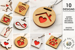 Valentine&#039;s Day Keychains Bundle Laser Cut. Valentine SVG Product Image 1