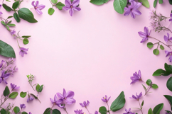 Purple Flowers Border Background Wallpaper Product Image 1
