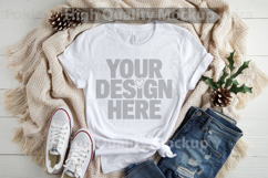 Christmas White T-shirt mockup - Christmas Background Product Image 1