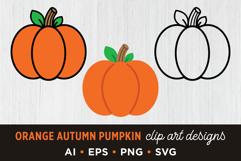 Simple Autumn Orange Pumpkin Clip Art Set Product Image 1