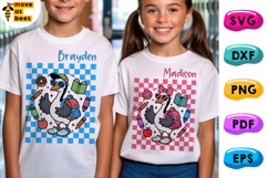 School Goose SVG, PNG, Checkered, Kids Back To School Shirt Product Image 1