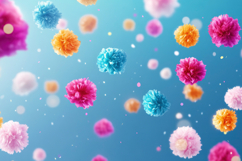 Colorful Paper Pom Poms Background Wallpaper Product Image 1