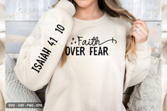 Faith Over Fear - Christian Sleeve T-Shirt Design Product Image 3