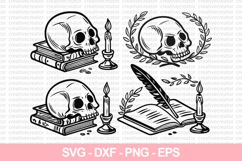 Skull Candle Book Clipart Set - Gothic SVG PNG EPS DXF Product Image 1