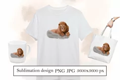 Watercolor lion, animal sublimation design png Product Image 1
