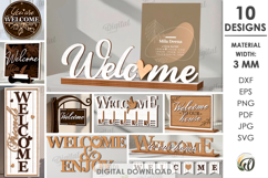3D Welcome Decors Bundle Laser Cut. Home Decor SVG Product Image 1