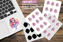 Unicorn Girl Stickers. 9 PNG Printable Stickers For Cricut Product Image 2
