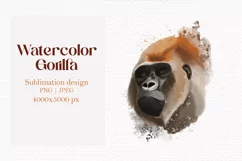 Watercolor gorilla painting, animal print art, sublimation Product Image 1