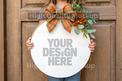 Autumn Round Wood Sign Mockup - Door Wood Sign Product Image 1