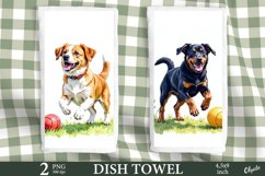 Dish Towel Cute Dog PNG. Dog Kitchen Towel PNG Product Image 1
