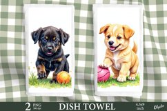 Dish Towel Cute Puppy Sublimation. Dog Kitchen Towel PNG Product Image 1