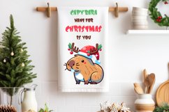 Capybara Dish Towel Sublimation. Christmas Dish Towel PNG Product Image 1