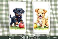 Dish Towel Cute Puppy Sublimation PNG. Dog Kitchen Towel PNG Product Image 1