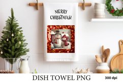 Snowman Kitchen Dish Towel PNG. Merry Christmas PNG Product Image 1