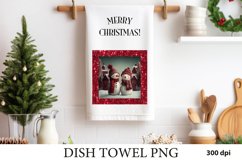 Snowman Kitchen Dish Towel Sublimation. Dish Towel PNG Product Image 1