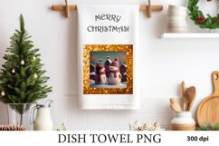Kitchen Dish Towel Sublimation PNG. Snowman Dish Towel PNG Product Image 1
