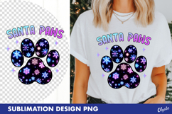 irIidescent Paw Sublimation Design PNG. Christmas Dog PNG Product Image 1