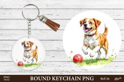 Dog Keychain Sublimation. Dog with Ball PNG Product Image 1