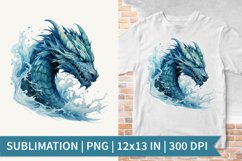 Water Dragon | Sublimation Design | Watercolor Clipart Product Image 1