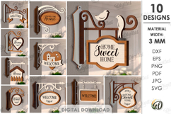 3D Welcome Home Wall Hangers Bunddle Lasercut. Home Sign SVG Product Image 1