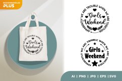 Girls Weekend, Cute Circular Badge with Quotes Design Set Product Image 1