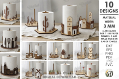Paper Towel Roll Holders Bundle Laser Cut. Kitchen Decor SVG Product Image 1