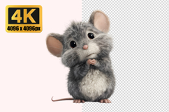Fluffy Gray Mouse Transparent PNG Product Image 1