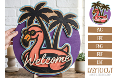 Laser Cut Summer Pool Flamingo Welcome SVG Template Product Image 1