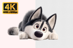 Cute Siberian Husky Puppy Transparent PNG Product Image 1