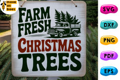 Farm Fresh Christmas Trees Svg, Png, Christmas Sign, Label Product Image 1